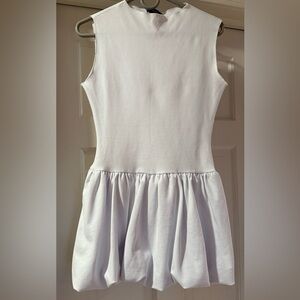 Aqua White Mini Dress with Bubble Hem